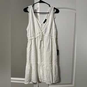 Crisp Meadows White Swiss Dot Tiered Mini Dress